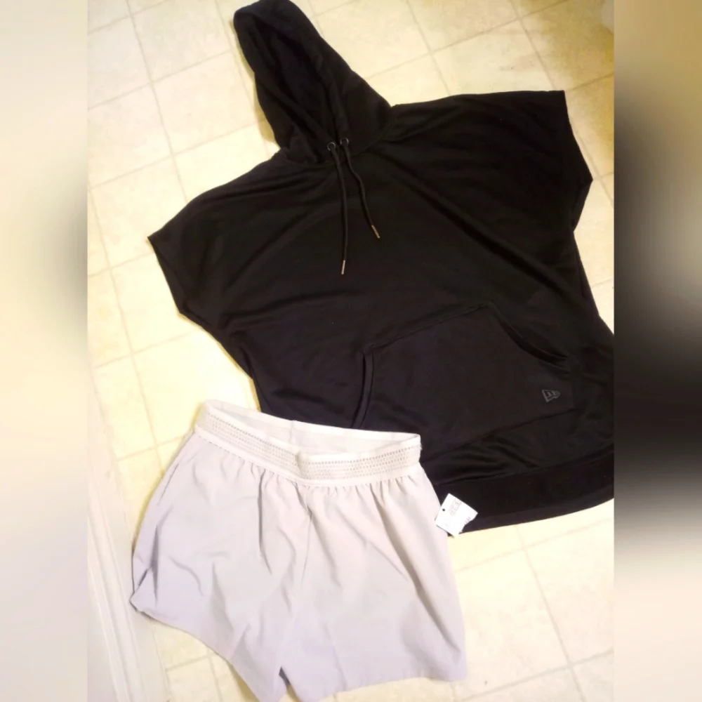 Brand New Grey Shorts And Sleeveless Black Hoodie , Price Is For Both - Picture 1 of 5
